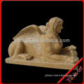 Yellow Stone Marble Sphinx Statue Sculpture For Decoration